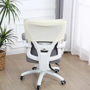 Detailed view of the office chair with a comfortable padded backrest cover and armrest protectors.