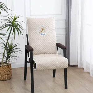 Quilted mahjong chair cover with cute deer embroidery, comfortable seating protector for home.