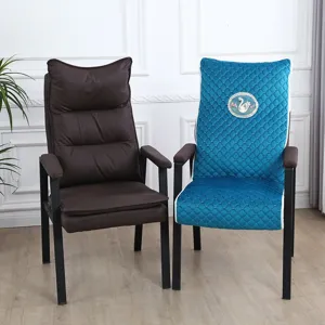 Mahjong chair cover set, quilted velvet fabric and leather backrest slipcovers for home.