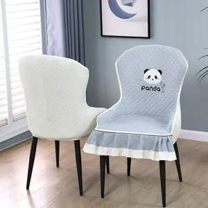 Leuke panda geborduurde eetkamerstoel hoes, gewatteerde antislip beschermende stoelhoezen.