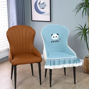 Luxe gewatteerde eetkamerstoelhoes met schattige panda-borduurwerk, antislip beschermhoes.