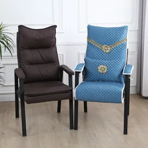 Quilted Mahjong Chair Cover Set Thickened Anti-Slip Chair Slipcover With Lace Embroidery For Tea House Home Office Furniture Protector