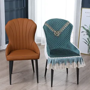 Luxe eetkamerstoel hoes set, gewatteerd schelpenkussen met elegante kanten randen thuis.