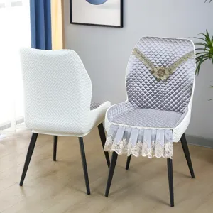 Housse de chaise de salle à manger de luxe, ensemble matelassé avec belle broderie de dentelle