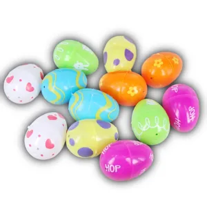 Assorted colorful plastic Easter eggs with patterns, 12 pack opening gift shells