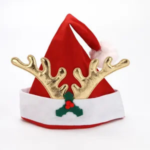 Weihnachten Rentiergeweih Mütze Plüsch Pailletten Weihnachtsmütze Für Kinder Erwachsene Festliche Feiertags Party Deko Rot Weiß Gold