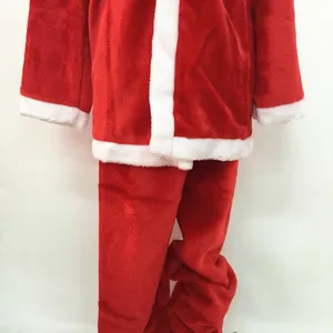 Close-up of a red and white thickened plush Santa Claus costume for Christmas performances