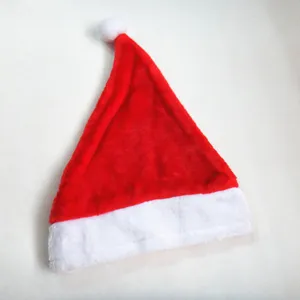 Classic red plush Santa Claus Christmas hat with soft white faux fur trim and pom-pom