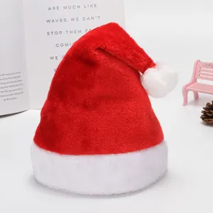 Gorro de Navidad de Peluche Bordado Suave Pompon Festivo Gorro de Papá Noel para Fiesta Actuación Unisex Adultos Decoración