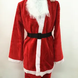 High-quality thick red plush 5-piece Santa Claus costume set for Christmas performances