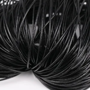 Premium black cowhide leather cord for DIY jewelry making necklaces and beading projects