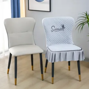 Housse de chaise de salle à manger antidérapante matelassée et épaissie avec protection de dossier