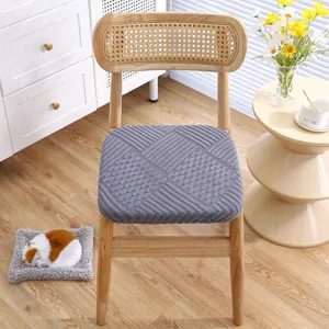 Thickened grey chair cushion with textured pattern for home office seating and wooden chairs comfort