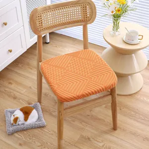 Thickened chair cushion with modern geometric texture, comfortable seat pad for office and home.