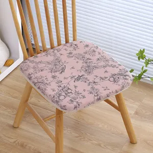 Dettaglio cuscino sedia con stampa floreale rosa, comoda seduta in memory foam per ufficio.
