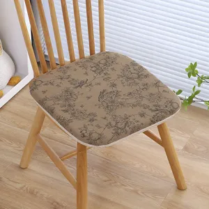 Cuscino per sedia in memory foam con stampa botanica vintage, antiscivolo e lavabile.