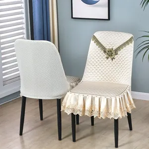 Luxury dining chair cover embroidered slipcover universal all-inclusive backrest seat cushion