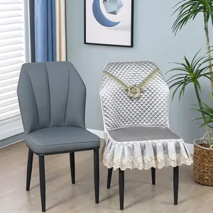 Universal curved dining chair cover slipcover quilted lace trim home all season use