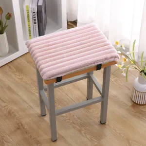 Thickened plush stool cushion pink winter seat pad warm memory foam chair pad for home office