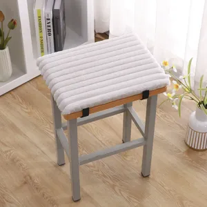 Thickened plush stool cushion with straps, soft warm winter seat pad for classroom home.