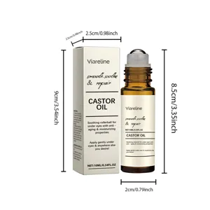 Viareline eye rollerball castor oil detail showing bottle dimensions and packaging size.