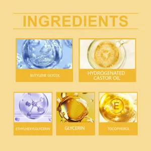 Cosmetic ingredient detail chart showcasing key components like glycerin and tocopherol for skin care.