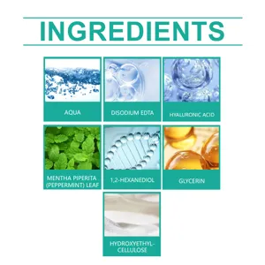 VIARELINE eye serum active ingredients breakdown chart showcasing hydrating botanical extracts.