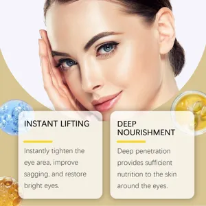 Detailed view of eye tightening essential oil application, showing skin lifting and nourishment.