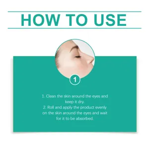 Eye care roller usage instruction detail image showing clean application steps for skin.