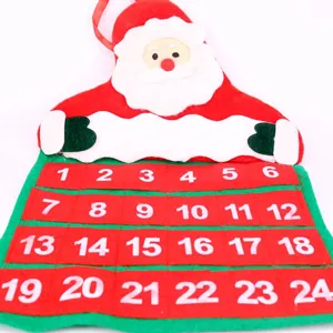 Calendrier de l Avent Père Noël Décoration de Noël en Tissu Calendrier de Compte à Rebours à Suspendre Avec Poches