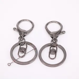 Detail view of gunmetal lobster clasp keychain set for DIY jewelry and bag hardware.