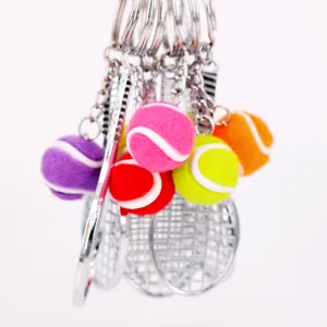 Llavero Creativo de Mini Raqueta de Tenis de Aleación Simulación Pelota de Tenis Colgante para Regalo Promoción Publicidad Souvenir