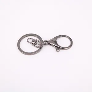 Detail view of gun-black metal lobster clasp and key ring set for DIY accessories