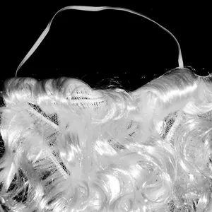 Barba finta bianca riccia da Babbo Natale per feste in costume con fascia elastica
