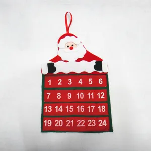 Calendrier de l'Avent en feutre Père Noël avec 24 poches numérotées pour le compte à rebours