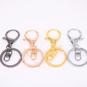 Metal Color Preserving Lobster Clasp Keychain DIY Bag Pendant Flat Key Ring Rotating Connector Jewelry Making Findings Set