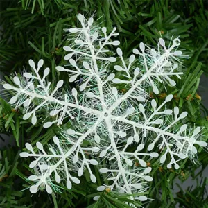 White Plastic Snowflake Hanging Ornaments Iridescent Glitter Christmas Tree Decorations For Xmas Party Holiday Home Decor