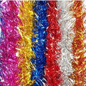 Christmas Tinsel Garland Metallic Shiny Ribbon Multicolor Glitter Foil Streamer For Holiday Party Tree Home Decoration