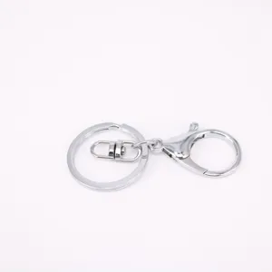 High-quality silver metal lobster clasp with key ring for DIY bag pendant accessories.