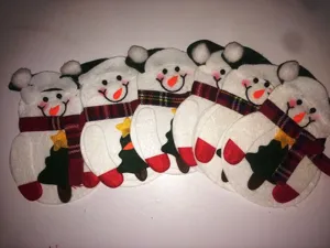 Set mit 6 Weihnachts-Schneemann-Besteckhaltern für festliche Tischdekorationen