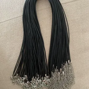 DIY Necklace Cord Faux Leather Waxed Rope For Jewelry Making Pendant Cord With Lobster Clasp Extension Chain Minimalist Black Cord