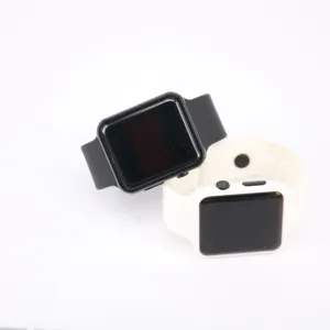 Relojes deportivos electrónicos LED cuadrados minimalistas en blanco y negro para parejas