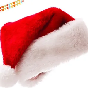 Klassieke Rode Pluche Kerstmuts Met Witte Imitatiebontrand En Pompom Zachte Kerstman Muts Voor Feestkostuum