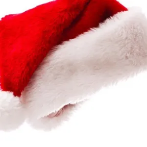Pluche rood-witte kerstmuts met zachte faux fur textuur voor kerstfeestjes en evenementen