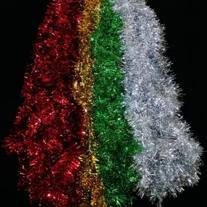 Guirlande de Noël en PVC Métallisé pour Mariage Fête de Vacances Décoration de Salle de Classe Ornement de Ruban de Noël Brillant