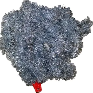 Guirlande de Noël en clinquant argenté brillant pour fête et décoration de mariage