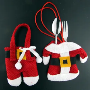Christmas Tableware Holder Mini Santa Clothes Pants Cutlery Pouch Silverware Bag Holiday Xmas Home Party Table Decoration