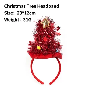 Cerchietto albero di Natale in tinsel rosso con stella dorata per feste e cosplay