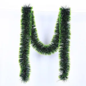 Two-meter dark green Christmas tinsel garland for festive party and home decor