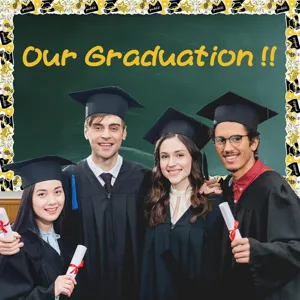 Pegatinas de borde para tablón de anuncios de graduación con graduados en toga y birrete